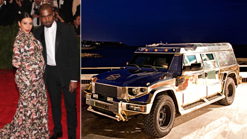 Uno de los automóviles más exclusivos y también inusuales de Kim Kardashian es esta
<b> Dartz Prombron Red Diamond</b>. Las versiones regulares de estas increíbles SUV blindadas fabricadas en Latvia suelen tener un precio cercano a los 400,000 dólares, pero la edición Red Diamond 2013 de la que forman parte las dos camionetas que compró Kanye West, el esposo de la Kardashian y músico famoso por derecho propio, cuentan con accesorios como resistencia anti minas y anti granadas, que elevan su precio al millón de dólares cada una según un reporte de 
<b>nuestra publicación hermana <a href="http://jalopnik.com/kanye-west-just-bought-two-of-these-crazy-armored-1-00-1110533575" target="_blank">Jalopnik</a></b>, publicada en ocasión de la compra de los vehículos. La Dartz Prombron Red Diamond está basada en la célebre camioneta G-Class de Mercedes-Benz y cuentan con opciones tan estrambóticas como cubiertas en piel de culebra con incrustaciones de piedras preciosas.
<br>