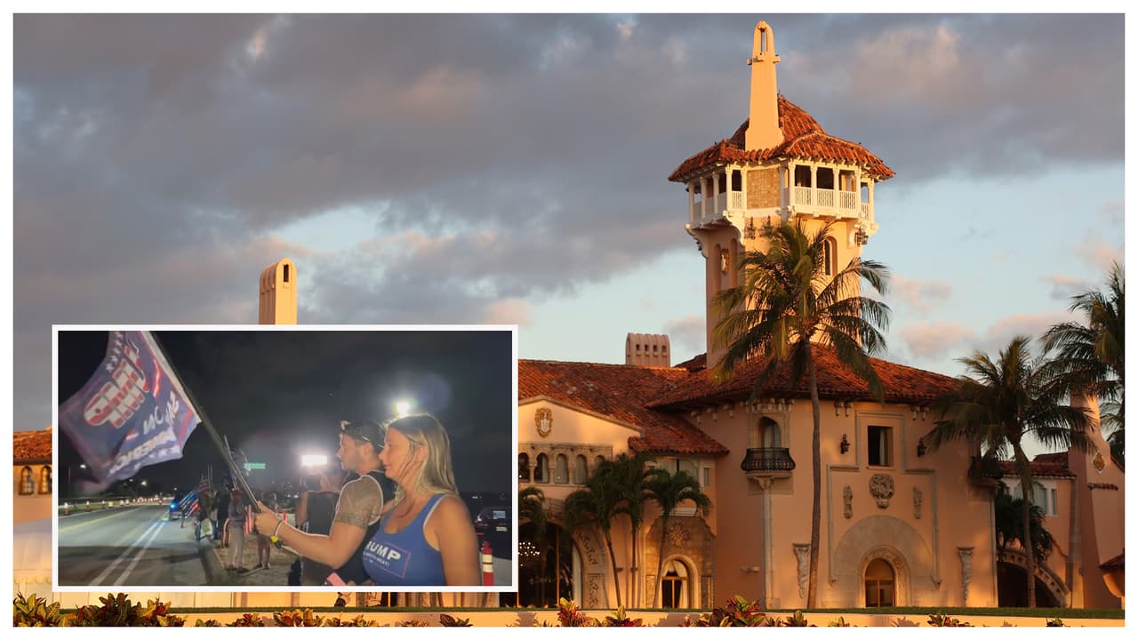 Seguidores de Donald Trump se congregan en las afueras de Mar-a-Lago tras anuncio de su encausamiento