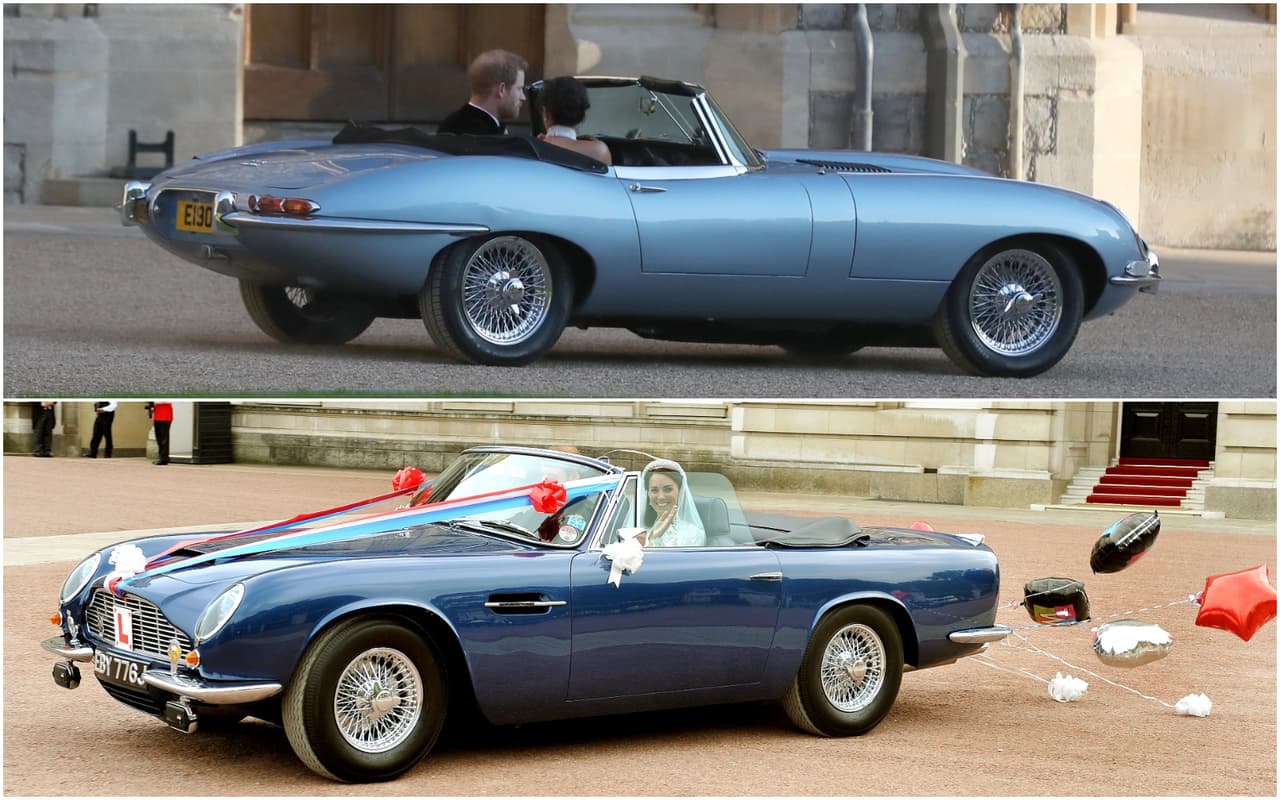 No hay duda de que los dos vehículos poseen una belleza innegable y perdurable. Pero 
<b>no podemos dejar de preferir el Jaguar E-Type Concept Zero</b> que su fabricante le prestó a Harry. Quizás el hecho de que los amigos de Harry no decoraron el auto del recién casado con cintas, globos y el signo blanco con 'L' roja requerido por la ley inglesa para los conductores inexpertos, ayude a formar nuestra opinión.