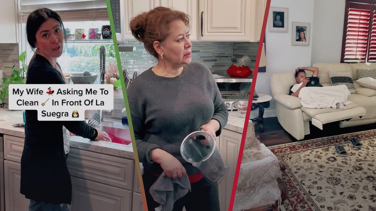 Suegra defiende a su yerno de su propia esposa que lo quería poner a barrer: "Esto es para mujeres"