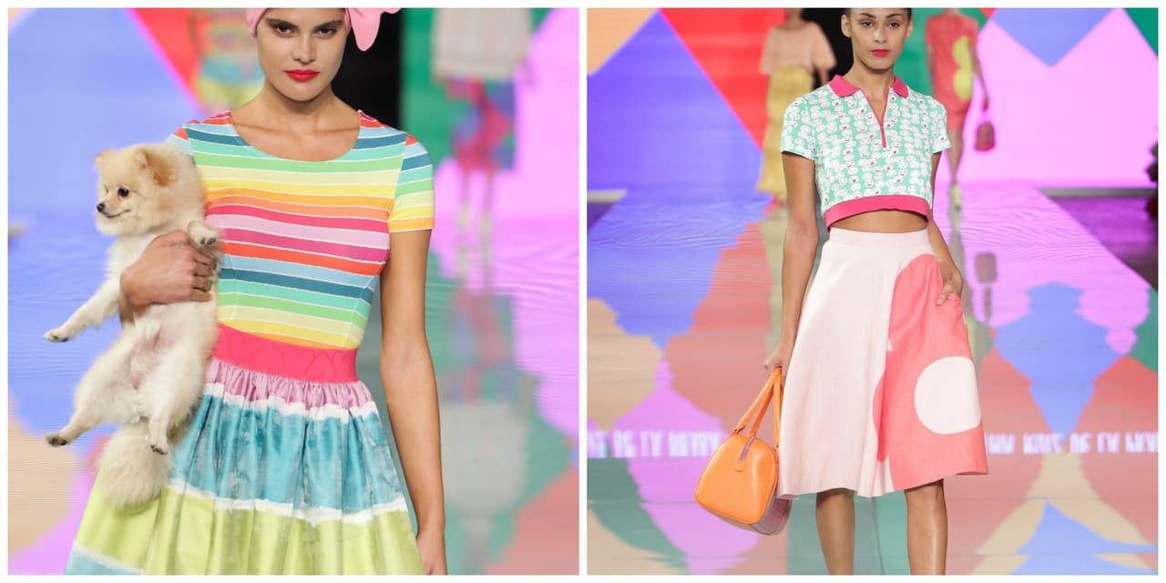 Los estampados gigantes se combinan con pequeños prints como lo hizo la española Agatha Ruíz de la Prada.