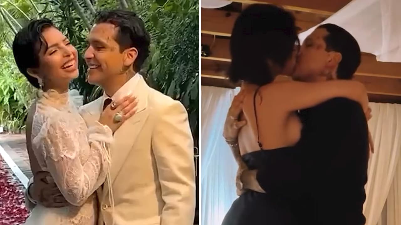 Nodal y Ángela Aguilar celebran su primer aniversario de bodas entre velas y fuegos pirotécnicos