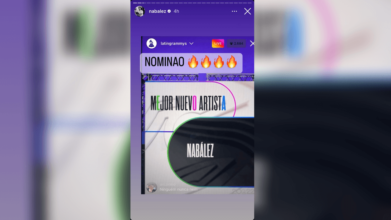 El colombiano 
<a href="https://www.univision.com/musica/uforia-newmusicpicks-musica-nueva-de-rosalia-blessd-feid-solar-y-muchos-artistas-mas" target="_blank">Nabaléz</a>, no pudo contener las lágrimas de emoción al escuchar su nombre entre los nominados a Nuevo Mejor Artista de los Latin GRAMMY.