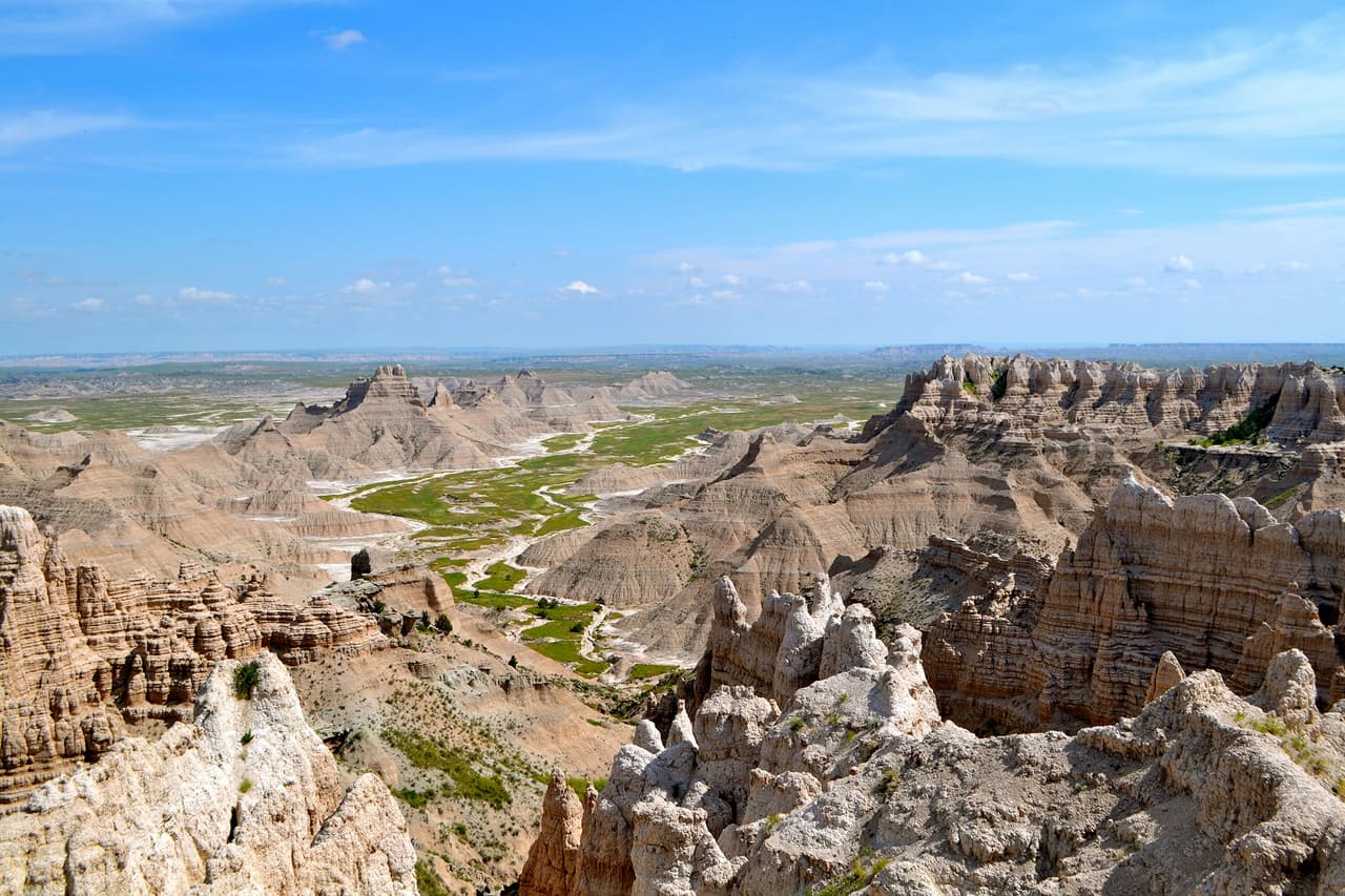 Mejor conocido por sus formaciones escarpadas, el Parque Nacional Badlands, en Dakota del Sur, también es un destino de observación de aves para sus especies de pastizales. Para el año 2050, las condiciones más cálidas y secas pueden desencadenar una disminución en las aves de pastizales que se reproducen allí en verano, como el zarapito ganga, la alondra cornuda y el tecolote llanero.