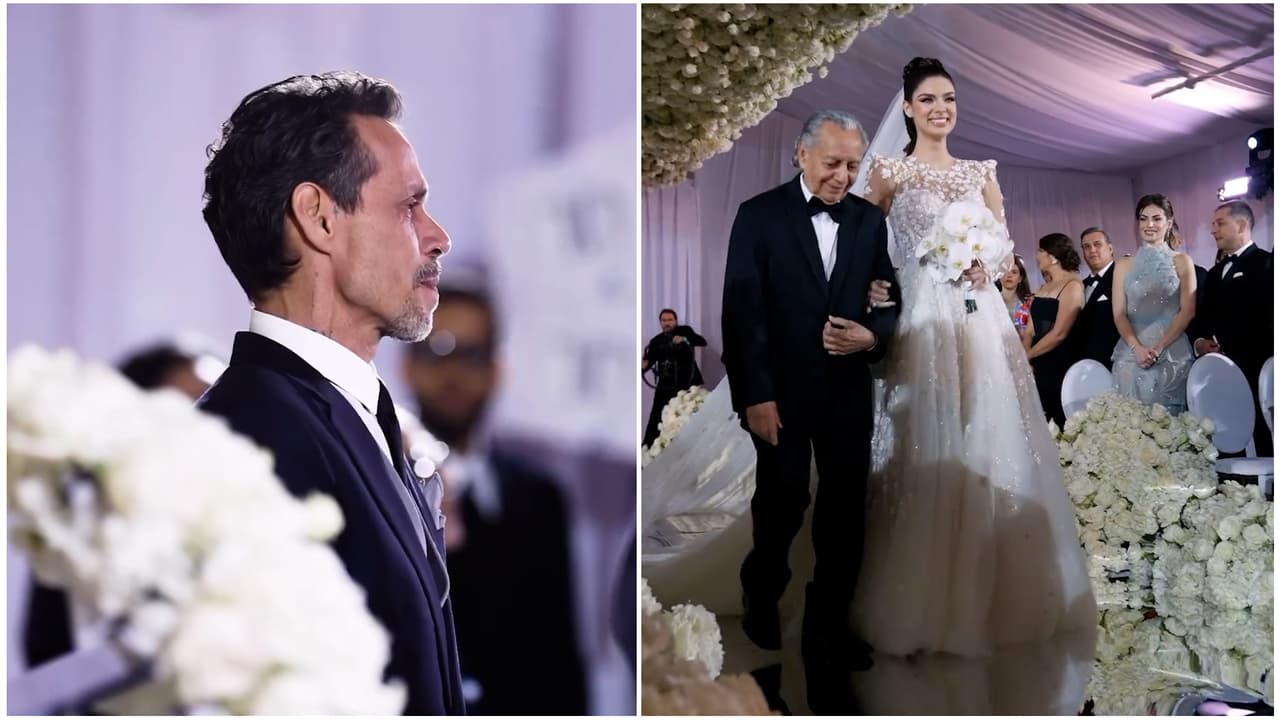 Marc Anthony no pudo contener las lágrimas al ver a Nadia Ferreira camino al altar: así fue el momento