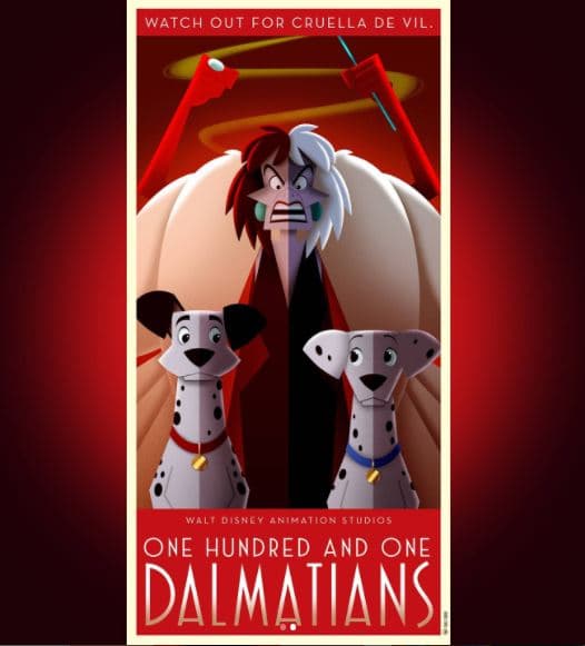 <b>'101 dálmatas'</b>
<br>El uso de formas geométricas como cubos, rectángulos, trapecios y triángulos es muy recurrente en este estilo; gracias a dichas figuras se logra la tan anhelada simetría.