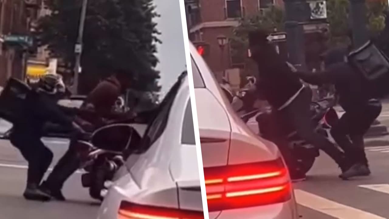 Repartidor lucha contra hombres que intentan robarle motoneta en Manhattan