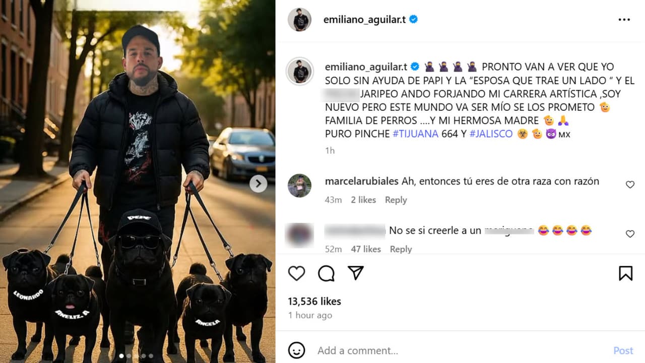 Con este fotomontaje, Emiliano Aguilar pareció burlarse de los integrantes de su familia paterna.