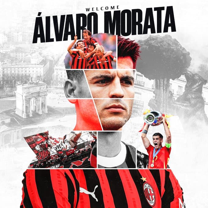 El Milan hace oficial el fichaje de Álvaro Morata por 4 años, con opción de uno más