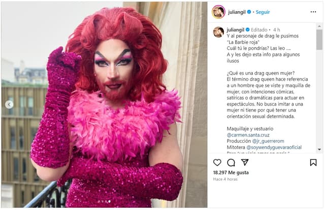 Julián Gil se transforma en drag queen “La Barbie Roja” a sus 53 años ...