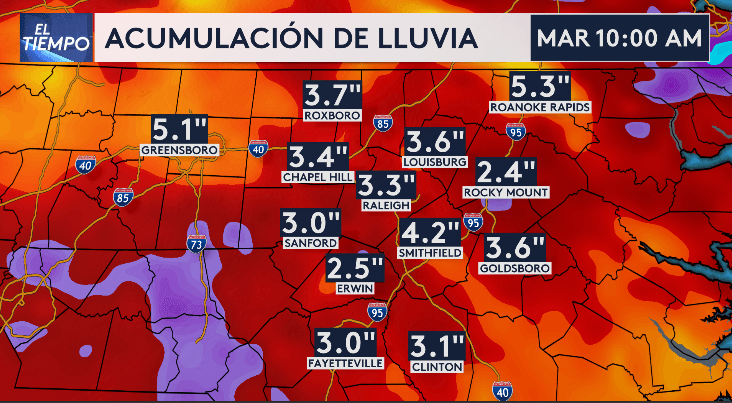 Los acumualdos de lluvia oscilarán entre 4 a 6 pulgadas.