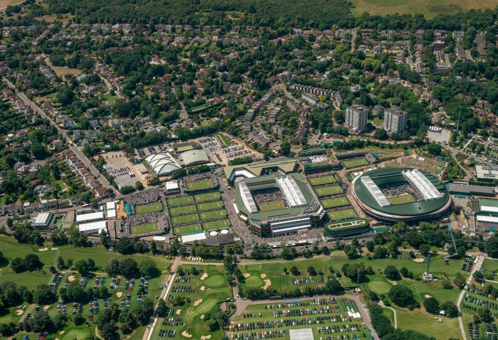 Fotografía aérea del complejo de Wimbledon en 2019.