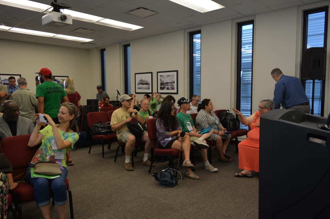 Sala de prensa de la Convención del Partido Verde.