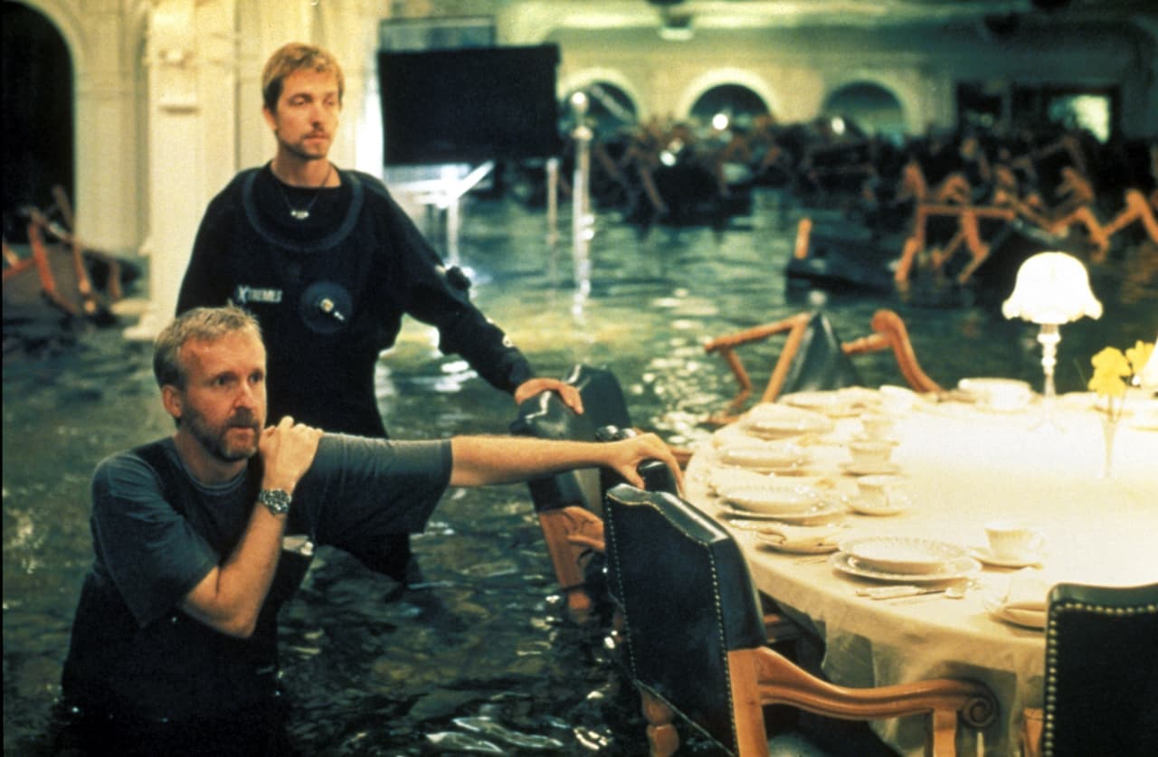 James Cameron en el set de 'Titanic'.