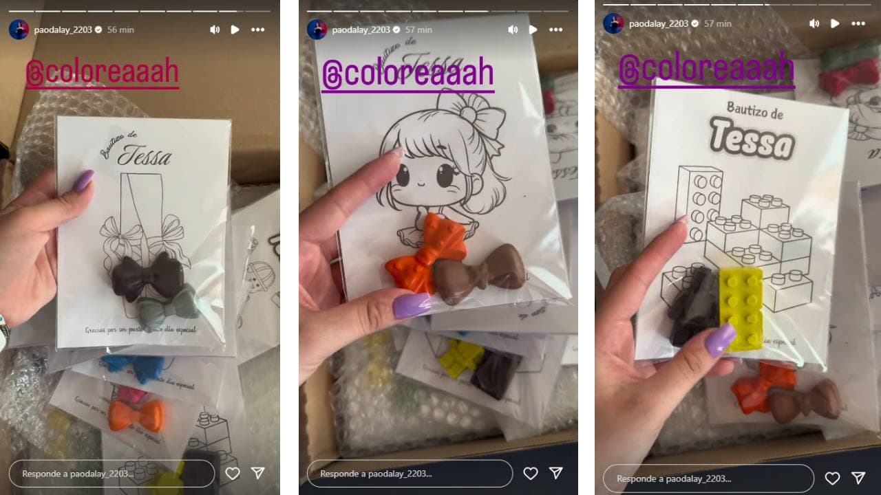 Regalos que darán en el bautizo de Tessa.