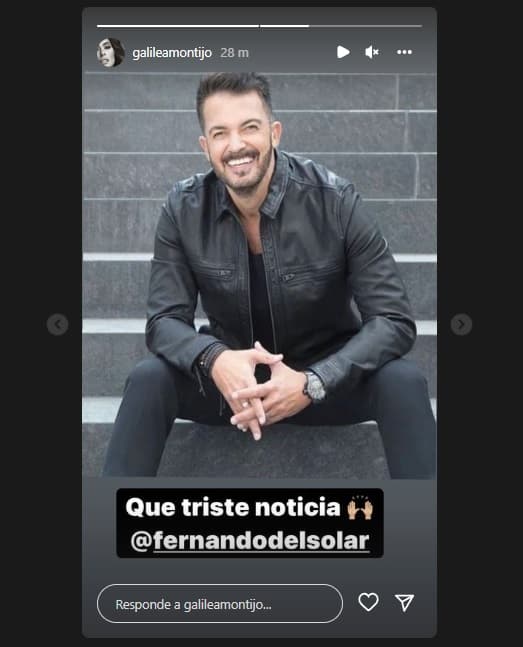 Montijo publicó en sus historias de Instagram una imagen del exesposo de Ingrid Coronado y lamentó la pérdida: “¡Qué triste noticia!”. 
<br>