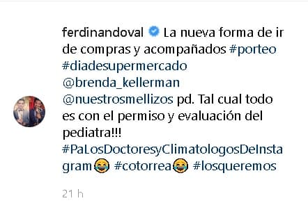 Antes de que los críticos los atacaran, junto con la foto, el actor aclaró que la salida al supermercado con los niños fue con 
<b>“el permiso y evaluación del pediatra”</b>.