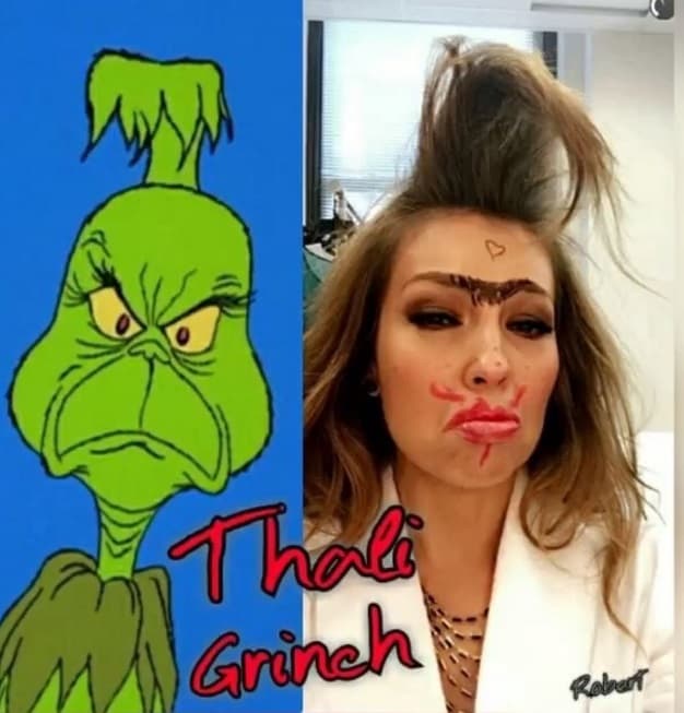 Pero no siempre se transforma en una diva, también la hemos visto convertida en 'El Grinch'.