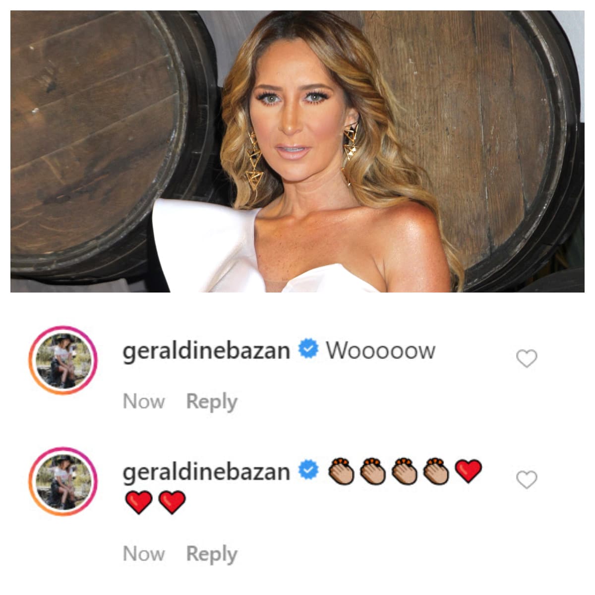 En la cuenta de Kristal Cid, 
<b><a href="https://www.univision.com/temas/geraldine-bazan" target="_blank">Geraldine Bazán</a></b> también les dejó emojis para celebrar la noticia.