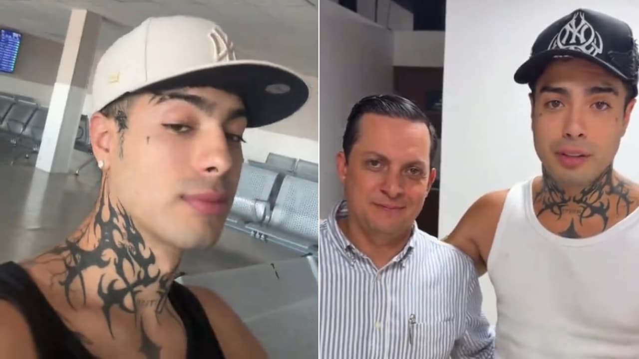 Primeras imágenes de Naim Darrechi, ex de Yeri Mua, al ser liberado tras detención en aeropuerto de CDMX