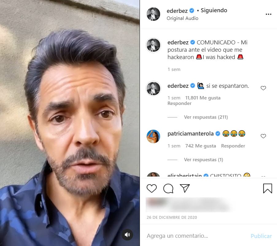 Más tarde compartió un video donde, al inicio, habla de manera seria y formal: "Quiero informarles que hace unos días intentaron extorsionarme con un video que robaron de mi computadora hace varios años, en donde aparezco según esto tocándome. Me molesta muchísimo esta violación a mi intimidad y más aún que intenten extorsionarme, por lo cual he decidido yo mismo publicar este video". 
<br>