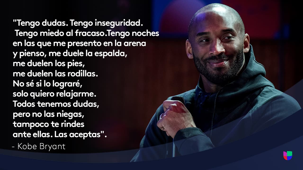 <a href="https://www.univision.com/local/los-angeles-kmex/la-lista-de-los-murales-en-honor-de-kobe-bryant-que-puedes-visitar-en-los-angeles-fotos">Kobe</a> siembre se supo humano. Reconoció sus temores, dolores y hasta cansancio, pero nunca dejó que estos frenaran sus ganas de triunfar.
