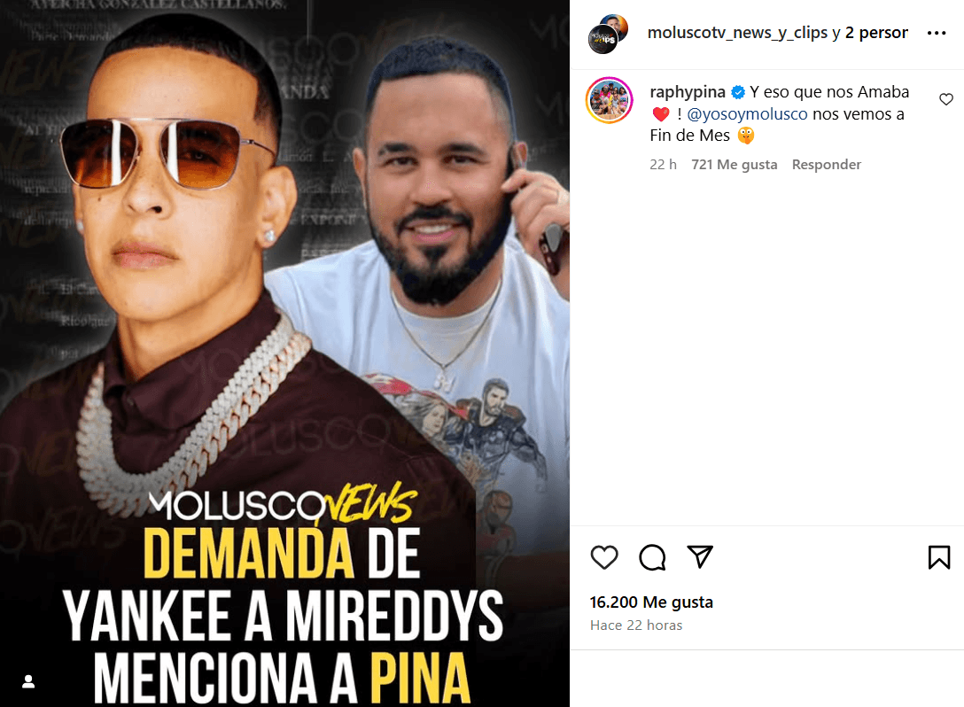 Raphy Pina reaccionó así tras ser involucrado en la demanda de Daddy Yankee a su todavía esposa, Mireddys González.
