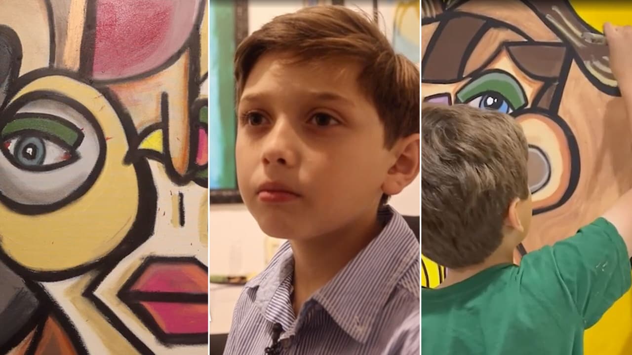Niño hispano exhibe sus obras en el Art Miami y ya tiene la primera oferta de un coleccionista