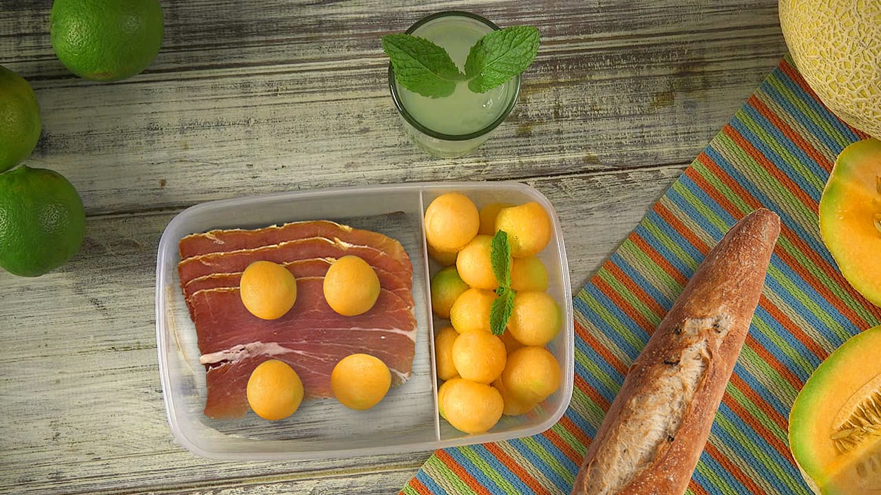 Jamón serrano con melón + baguette (Día 12) - Un mes de lunch boxes sanos