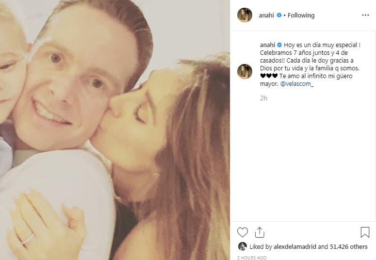 Anahí también hizo esta publicación la tarde de este jueves para conmemorar su aniversario de bodas con Manuel Velasco.