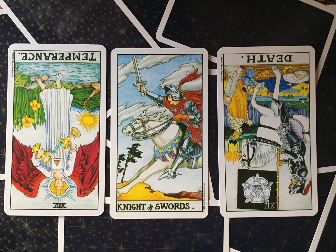 Al fondo podemos ver un cielo agitado, con nubes de tormenta y unos árboles agitados por el viento. Curiosamente, la montadura del caballo está decorada con pájaros y mariposas. A pesar de las inclemencias y los obstáculos, el hombre va determinado y decidido hacia su 'conflicto'.