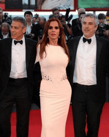 Lucía mostró esta imagen en sus redes sociales, donde se ve claramente que es un montaje al lado del guapo actor George Clooney y el director Alfonso Cuarón.