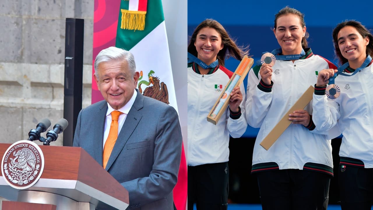 López Obrador felicita a medallistas mexicanas de tiro con arco en Paris 2024