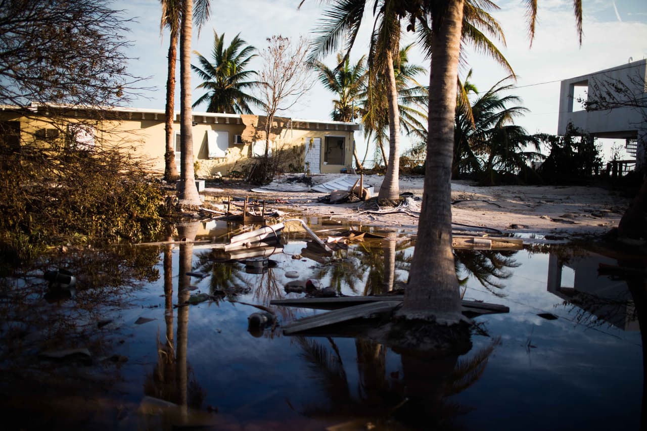 Una casa encharcada en Key Largo dos días después del huracán. Almudena Toral/Univision Digital