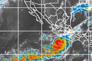 La tormenta tropical Marty. (Imagen de satélite del Servicio Meteorológico Nacional).