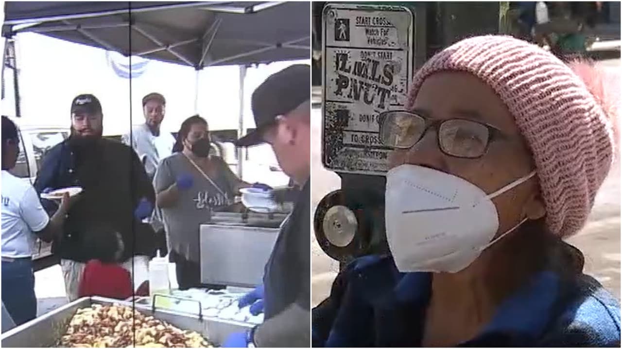 Taqueros regalan comida a personas sin techo en Los Ángeles

