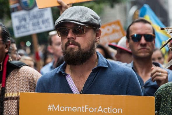 Uno de los famosos más esperados en la marcha contra el cambio climático en Nueva York fue Leonardo DiCaprio.