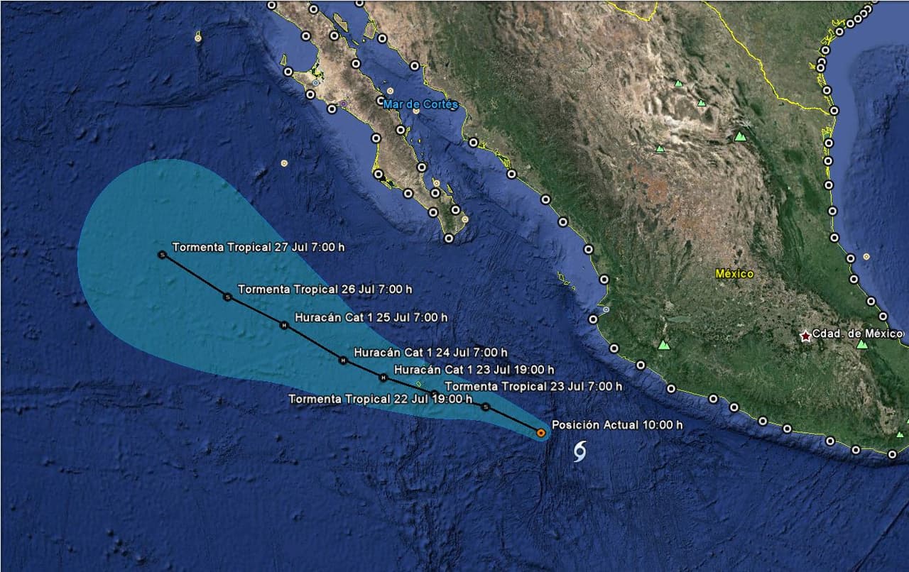 La trayectoria esperada de la tormenta tropical Frank.