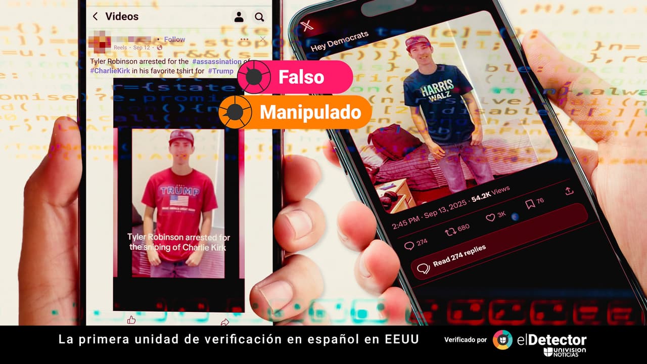 Ni con una playera de Trump, ni con una de Harris-Walz: esas fotografías del acusado de asesinar a Charlie Kirk NO son reales