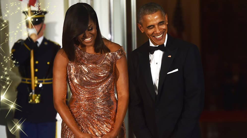 El deslumbrante vestido Versace que Michelle Obama lució en su última cena de Estado