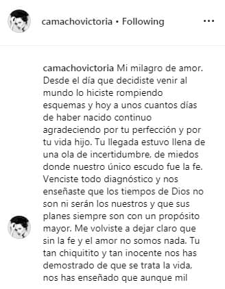 Hace dos días escribió este conmovedor mensaje para el más pequeño de la familia.