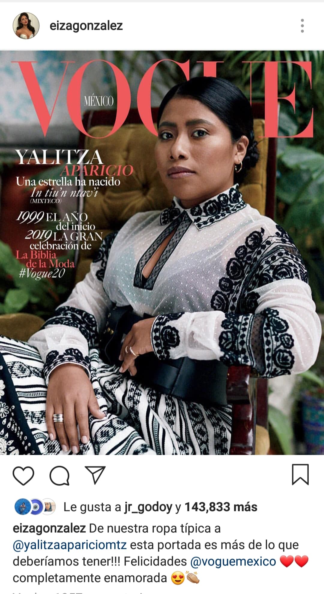 Eiza González también se unió a sus colegas para felicitar a Yalitza y destacar su talento.