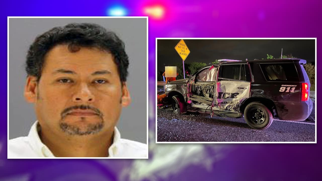 Detienen a un conductor hispano que presuntamente borracho destruyó una patrulla de policía en Texas