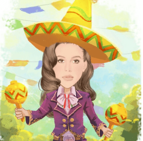 Ella también usó la misma app que Kate y se puso de sombrero y maracas como parte del festejo por el recuerdo de la Batalla de Puebla, recordada el 5 de Mayo.