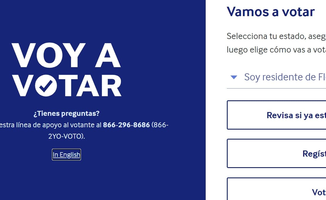 The Democrat's voter registration website.