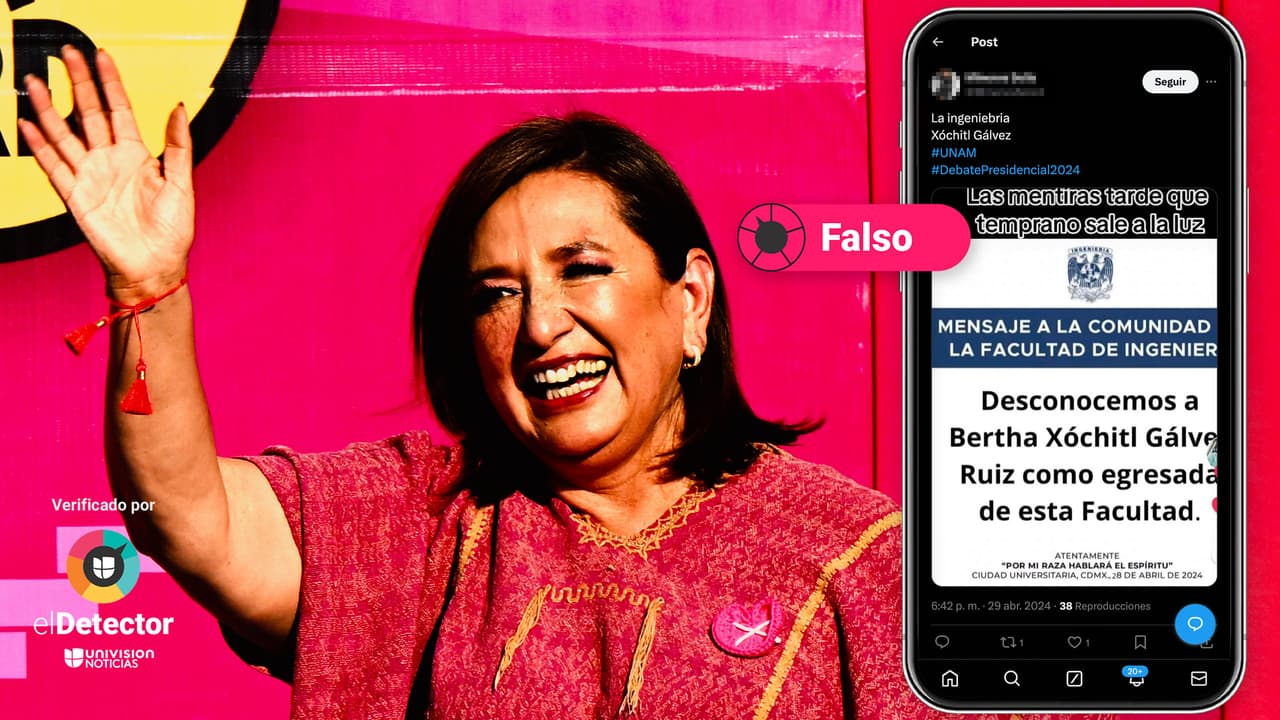La Facultad de Ingeniería de la UNAM no desconoció que la candidata mexicana Xóchitl Gálvez sea egresada de esa universidad 