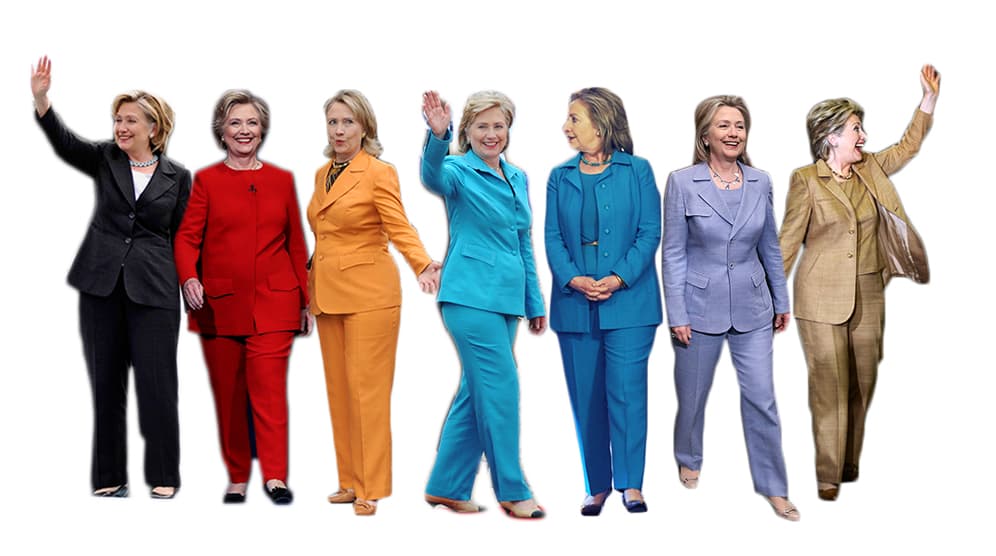 Solo hasta 1993 le fue permitido a las mujeres en Estados Unidos llevar pantalones en el Senado, desde entonces las mujeres políticas han sacado provecho de esta libertad y han hecho de los pantalones casi un uniforme en los roles del Estado. Nadie que encarne mejor esto que Hillary Clinton que en su armario puede reunir más de 50 sastres pantalón de diferentes colores. Aquí 20 trajes que resumen su carrera.