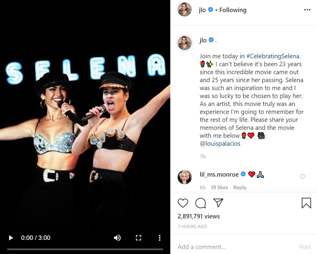 Con un video en Instagram donde recapitula varias entrevistas en las que ha hablado de cómo le cambió la vida el filme y algunos fragmentos de la película, ‘La Diva del Bronx’ escribió:
<br>