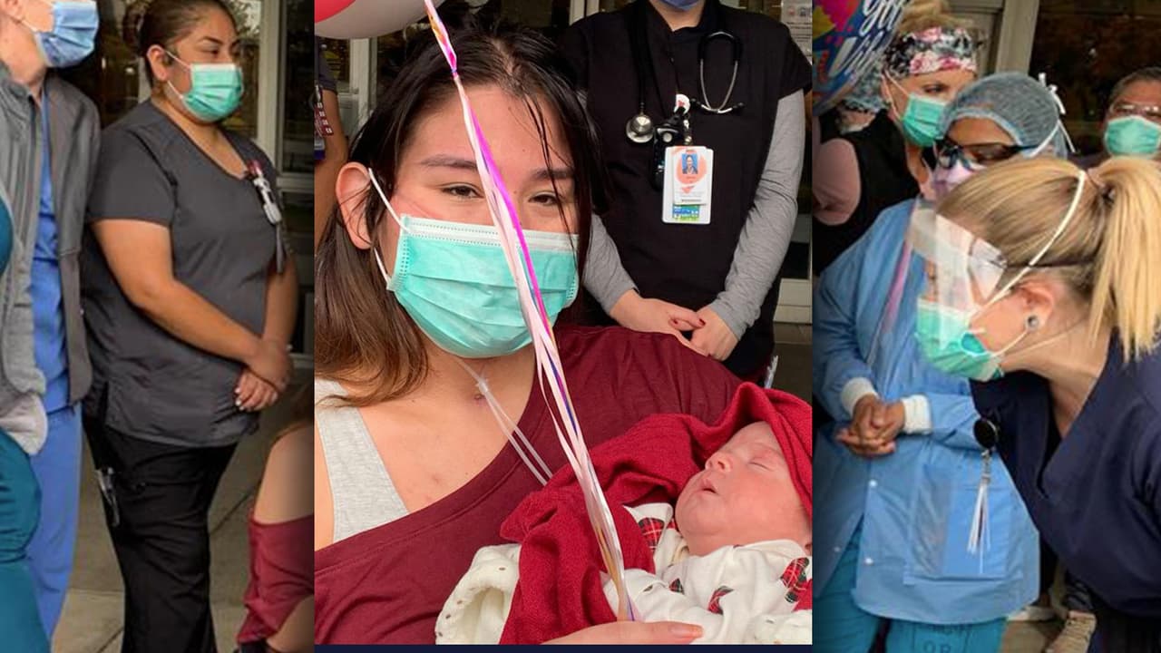 Madre de California que conoció a su hija un mes después de dar a luz por culpa del coronavirus, fue dada de alta