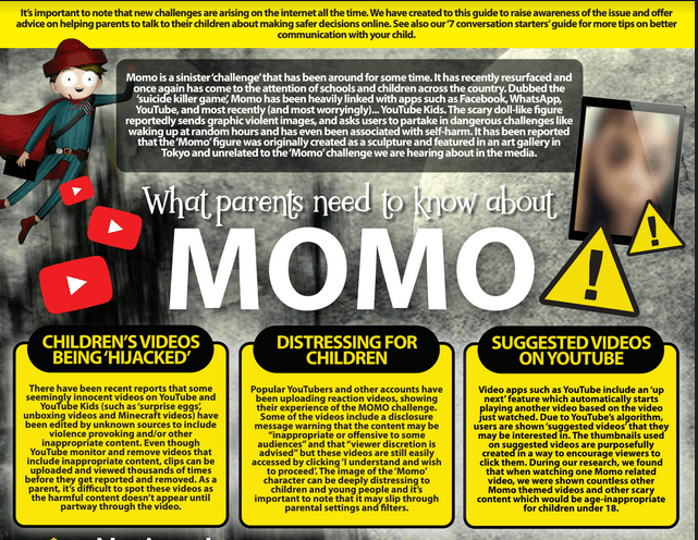 La nota para los padres que distribuyeron algunos colegios en Reino Unido.